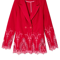 Thumbnail for Red And Pink Lace Frany Blazer Petite