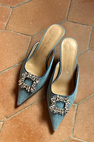 Thumbnail for Embellished Denim City Mules