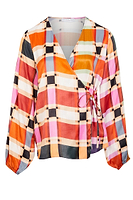 Thumbnail for Check Oversized Wrap Top