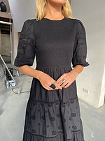 Thumbnail for Black Broderie Smock Dress