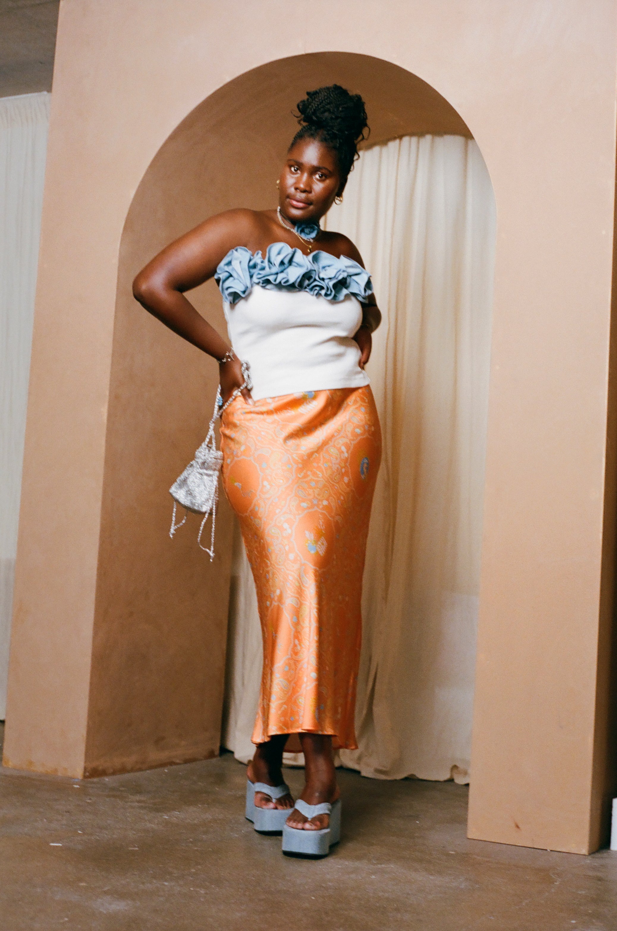 Orange Sealife Portrait Skirt
