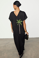 Thumbnail for Black Sunshine Palm T-Shirt Dress