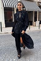 Thumbnail for caption_Model wears Black Studded Azelea Dress in UK 8 / US 4