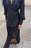 Thumbnail for caption_Model wears Black Studded Azelea Dress in UK 8 / US 4