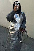 Thumbnail for caption_Model wears Silver Pinafore Dress in UK size 8/ US 4