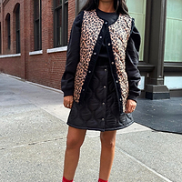 Thumbnail for model wearing Black Quilted Skirt