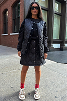 Thumbnail for model wearing Black Quilted Skirt