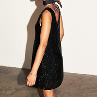Thumbnail for model wearing Black Sequin Mini Ruby Dress