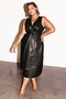 Black Vegan Leather Midi Wrap Dress