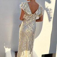 Thumbnail for Back of Model wearing Silver Tilda Dress