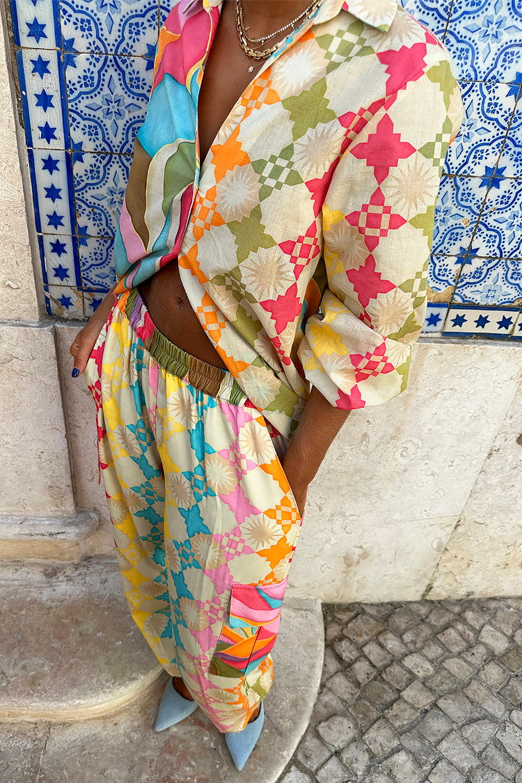 Multi Abstract Cargo Trousers