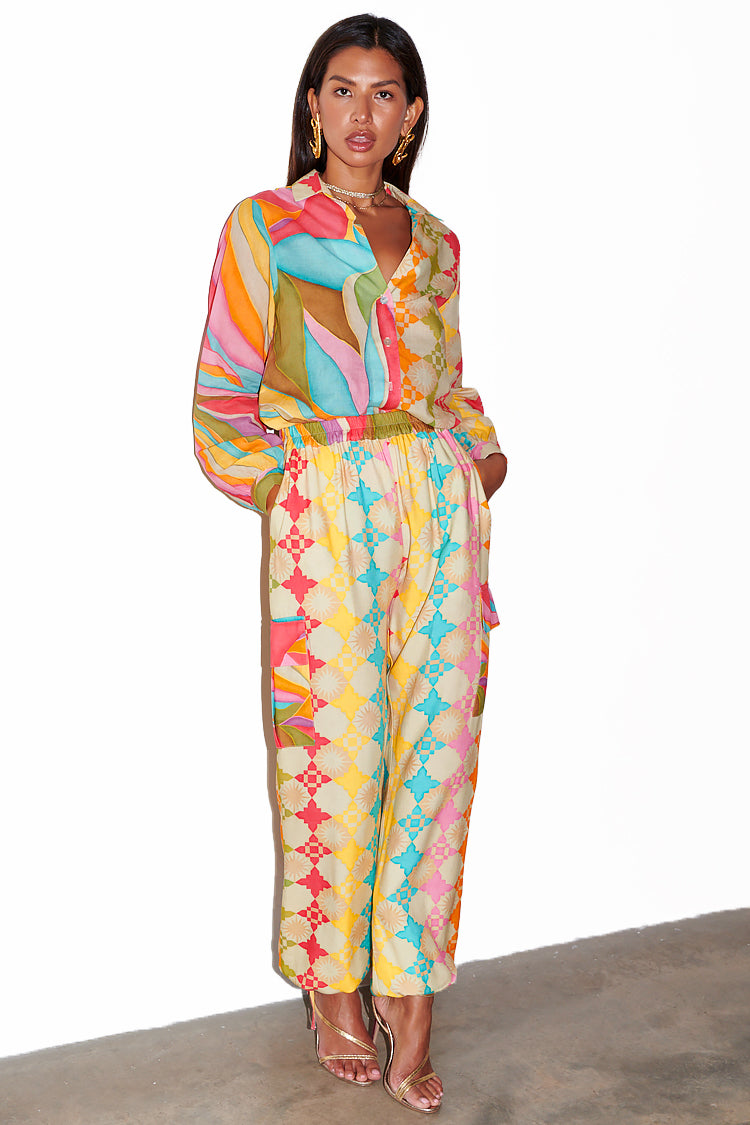 Multi Abstract Cargo Trousers