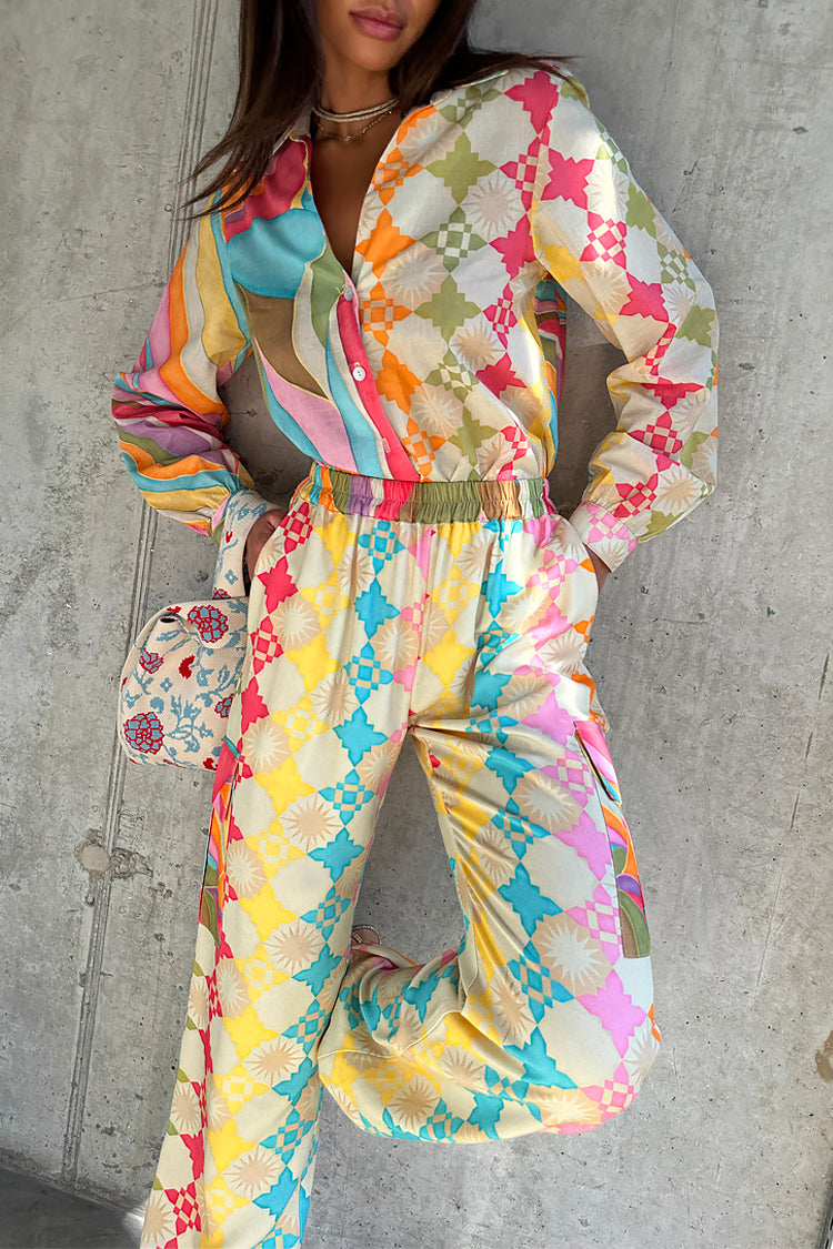 Multi Abstract Cargo Trousers
