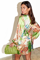 Thumbnail for caption_Model wears Green Abstract Mini Vienna in UK size 10/ US 6
