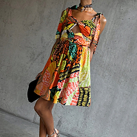 Thumbnail for caption_Model wears Fiji Antonia Mini Dress in UK size 10/ US 6