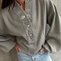 Thumbnail for Model wearing Grey Astrid Knit Bomber