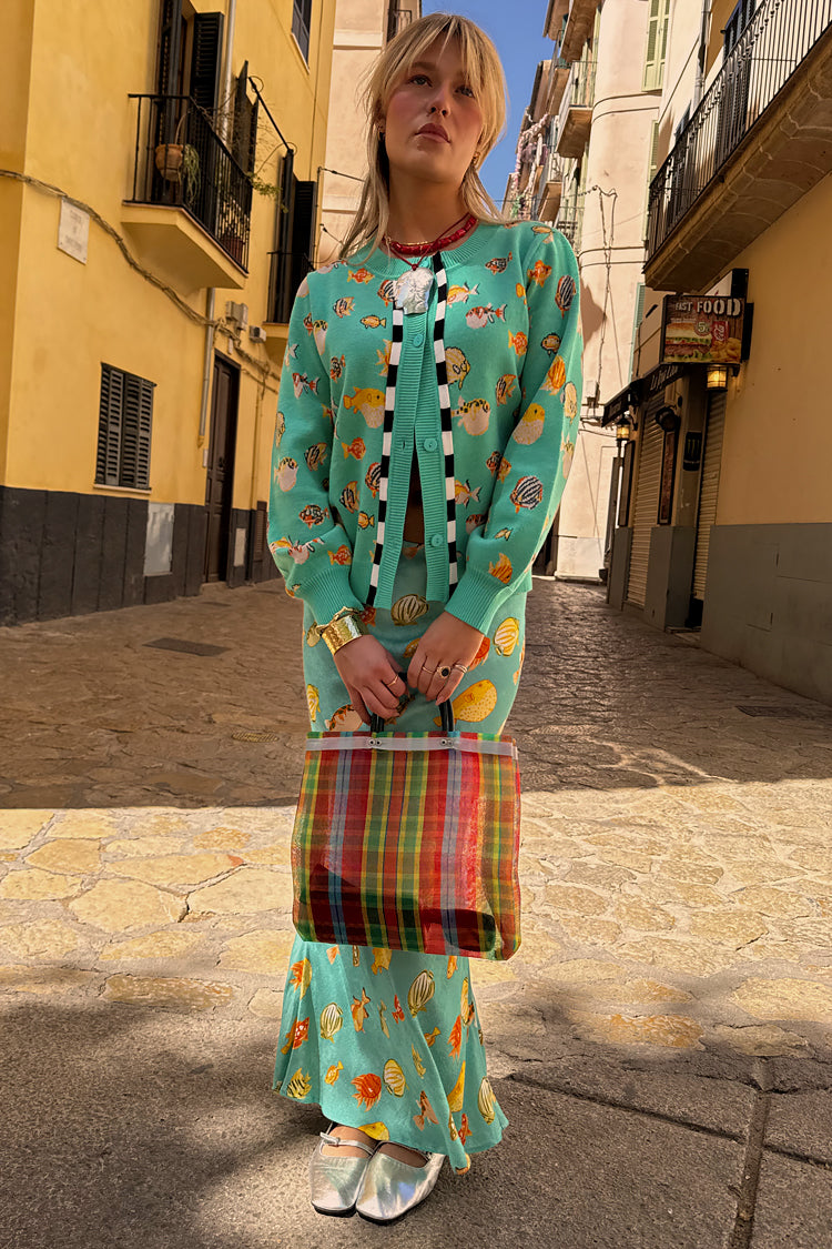 caption_Model wears Atlantis Cardigan in UK size 10/ US 6