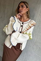 Thumbnail for caption_Model wears  Cream Austin Cardigan in UK size 10/ US 6