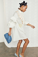 Thumbnail for caption_Model wears White Ibiza Austin Mini Dress in UK size 10/ US 6