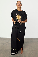Thumbnail for Black Sunshine Palm T-Shirt Dress