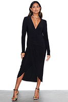 Thumbnail for Model wearing Black Harlow Dress standing facing the camera