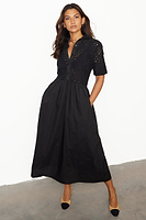 Thumbnail for  caption_Model wears Black Palm Broderie Hayley Dress in UK size 10/ US 6