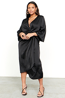 Thumbnail for Model wearing Black Midi Vienna Dress standing facing the camera