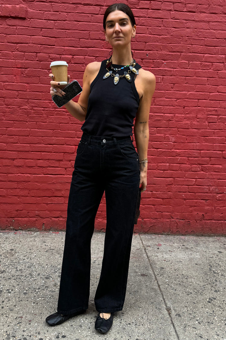 caption_Model wears Black Scallop Detail Jeans in UK size 10/ US 6