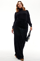 Thumbnail for Model wearing Black Velvet Maxi Dress standing facing the camera