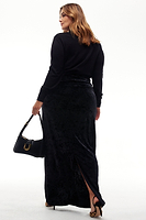 Thumbnail for Model wearing Black Velvet Maxi Dress standing facing away from the camera