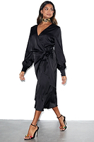 Thumbnail for Model wearing Black Midi Vienna Dress standing facing the camera