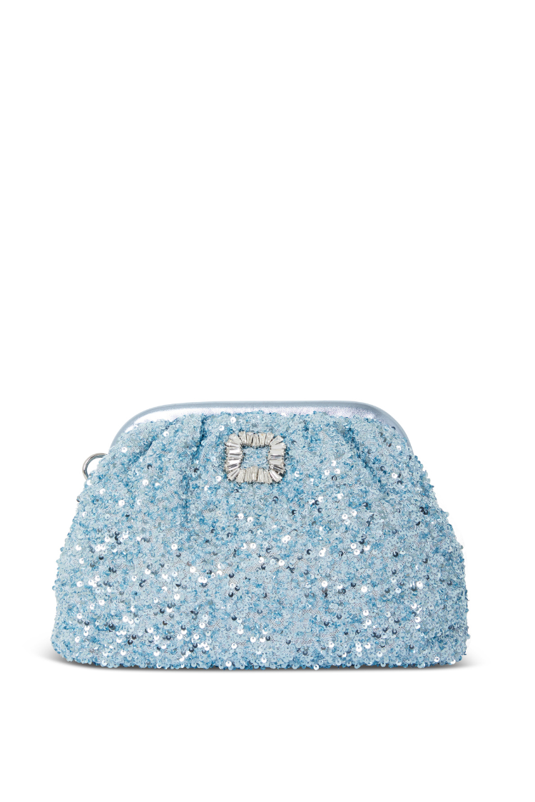 Ice Blue Sequin Clutch Bag