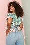 Boho Print Short Sleeve Wrap Top - Curve