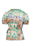 Thumbnail for Boho Print Short Sleeve Wrap Top - Curve