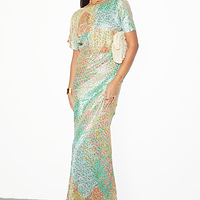 Thumbnail for caption_Model wears Pastel Boho Elodie Dress in UK size 10/ US 6