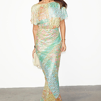 Thumbnail for caption_Model wears Pastel Boho Elodie Dress in UK size 10/ US 6