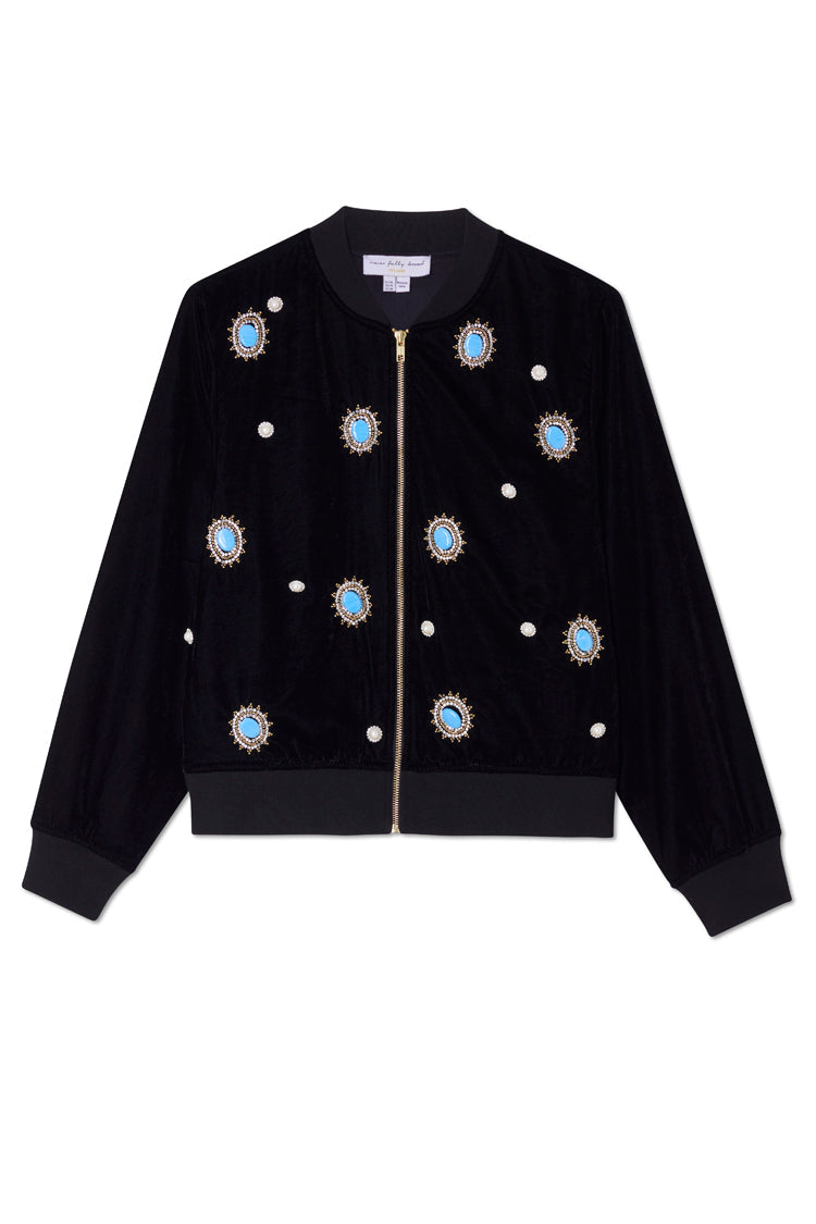 Black Velvet Bomber Jacket