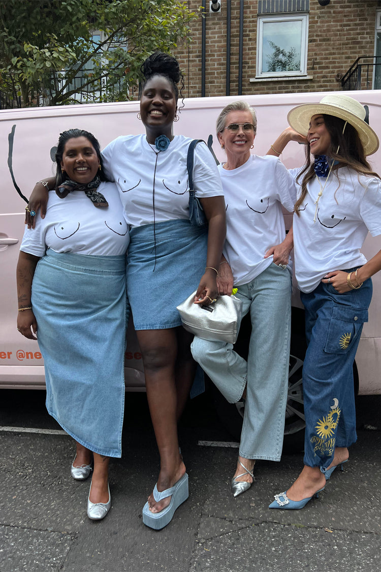 Models wearing Boob T-shirt