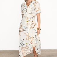 Thumbnail for caption_Model wears Cotton Linen Snake Brooklyn Dress in UK size 10/ US 6