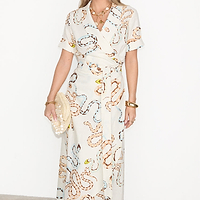 Thumbnail for caption_Model wears Cotton Linen Snake Brooklyn Dress in UK size 10/ US 6