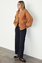 Camel Cardigan With PU Patch