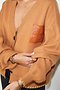 Camel Cardigan With PU Patch