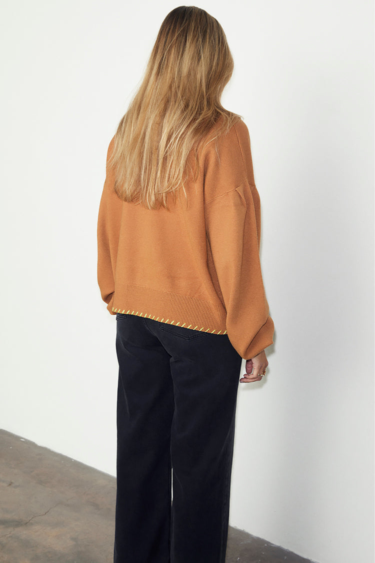 caption_Model wears  Camel Cardigan With PU Patch in size S