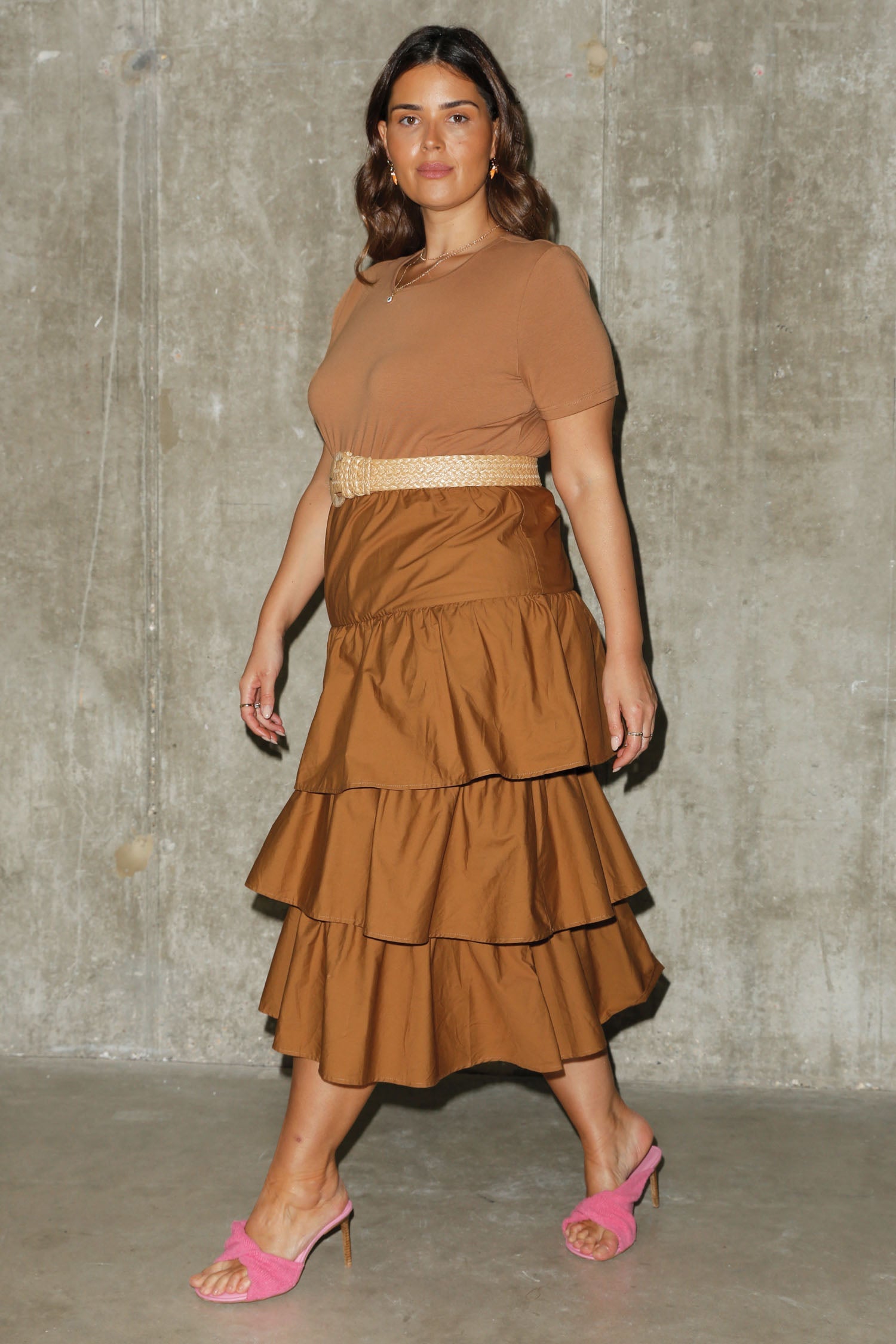 Camel Carrie Dress - Curve
