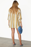 Thumbnail for caption_Model wears Camel Stripe Miley Shirt Dress in UK Size 10/ US 6