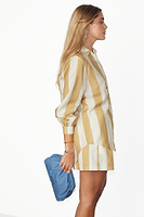 Thumbnail for caption_Model wears Camel Stripe Miley Shirt Dress in UK Size 10/ US 6