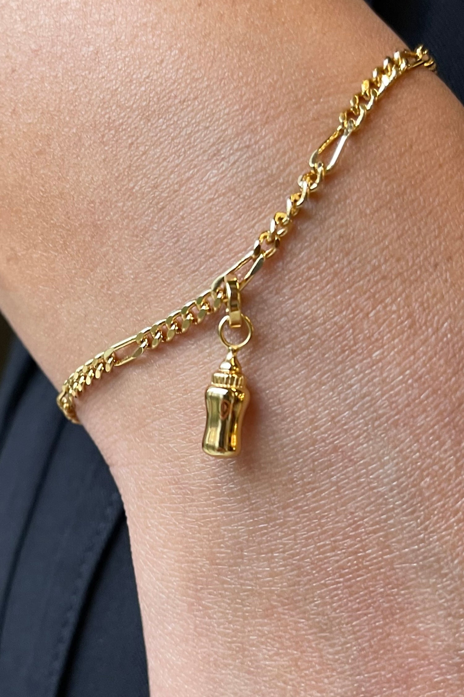 Gold Plated Baby Bottle Charm