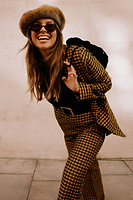 Thumbnail for Model wearing Check Blazer standing facing the camera 