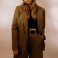 Thumbnail for Model wearing Check Blazer standing facing the camera 