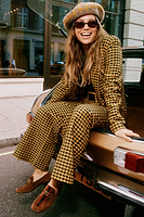 Thumbnail for Model wearing Check Blazer sitting facing the camera 